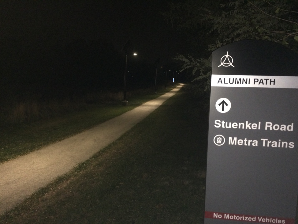 Alumni Path Looking West at Night