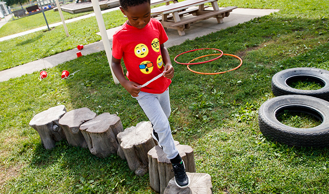 Child playing on playground