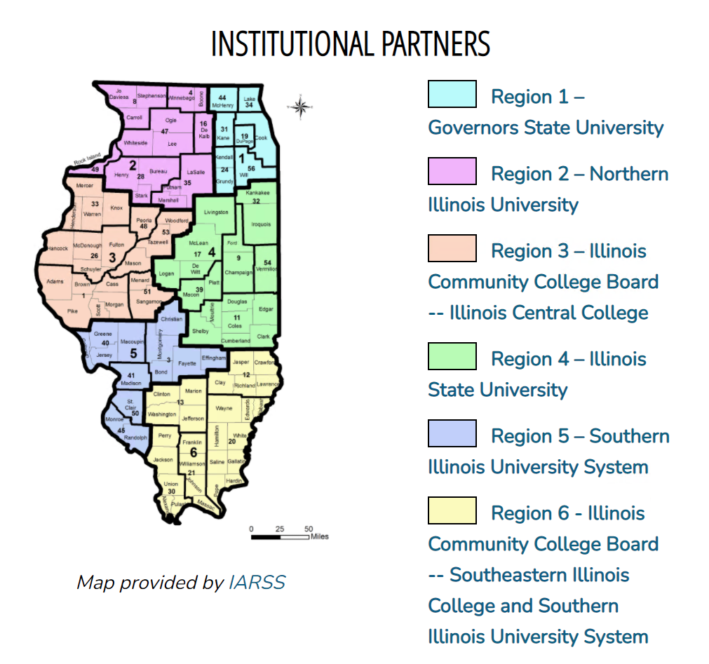 Illinos Tutoring Regions Map