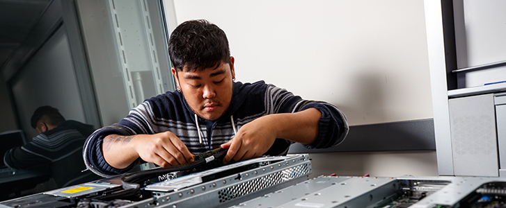 Student doing hands-on work