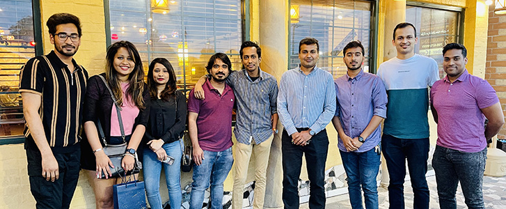A group of 2021 MSHI graduates/ international students with Dr. Qamar, Health Informatics Program Director A group of 2021 MSHI graduates/ international students with Dr. Qamar, Health Informatics Program Director