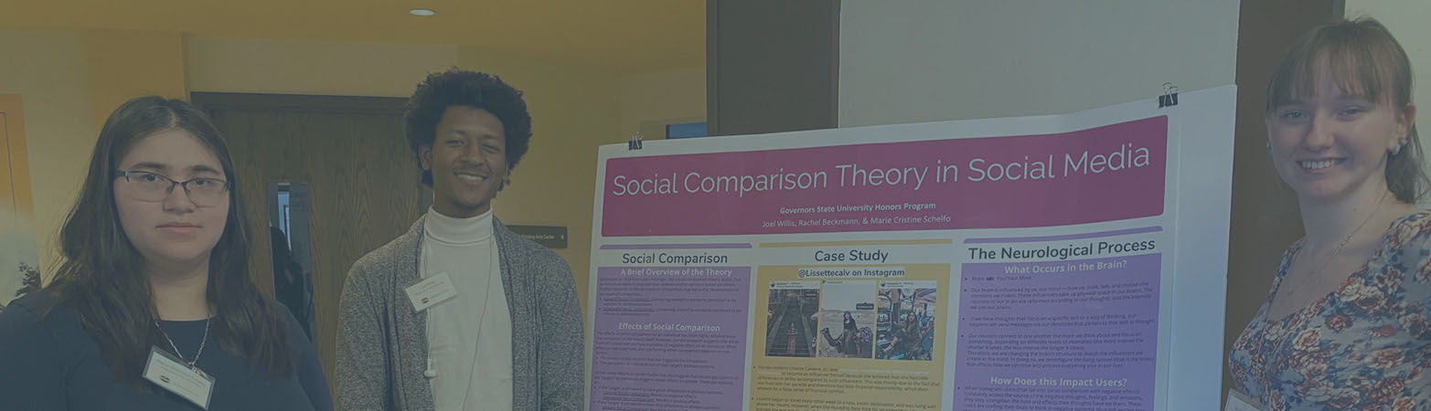Students standing next to their presentation's poster board