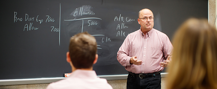 Accounting professor teaching class