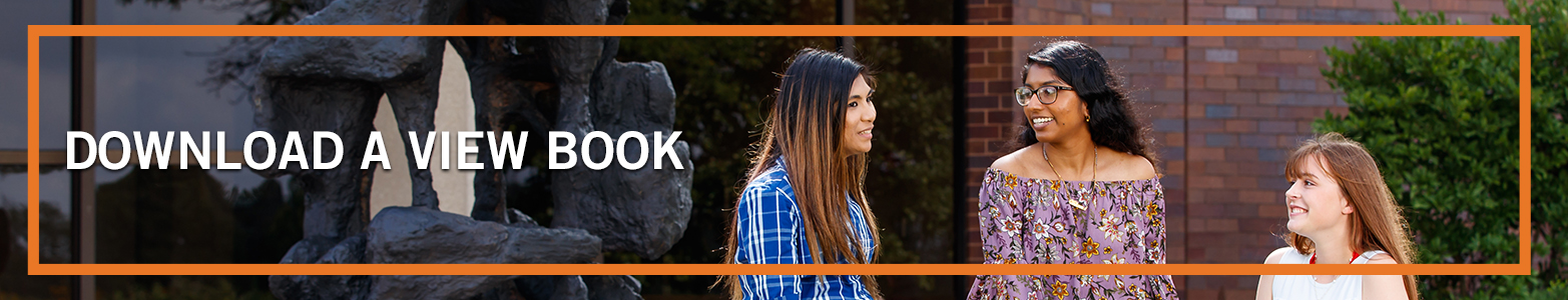 Download A View Book Title with three female students outside on campus