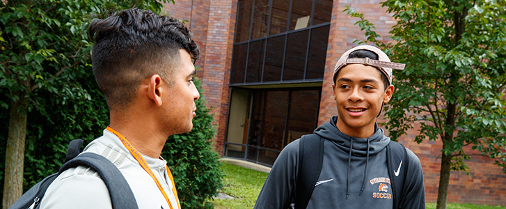 Students talking outside