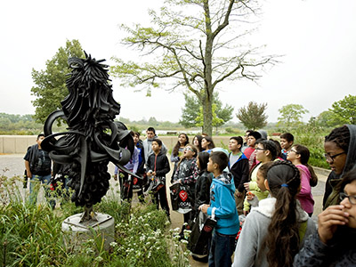 kids in sculpture park