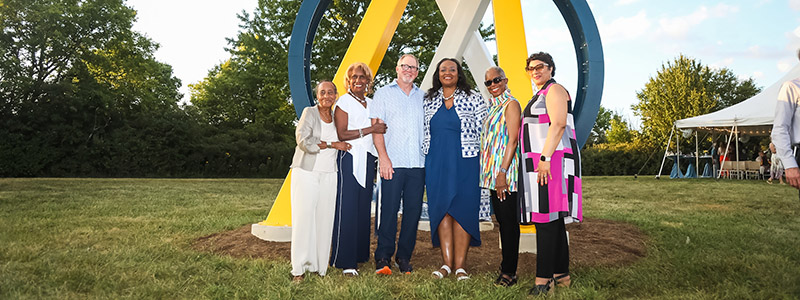 Group in front of new sculpture