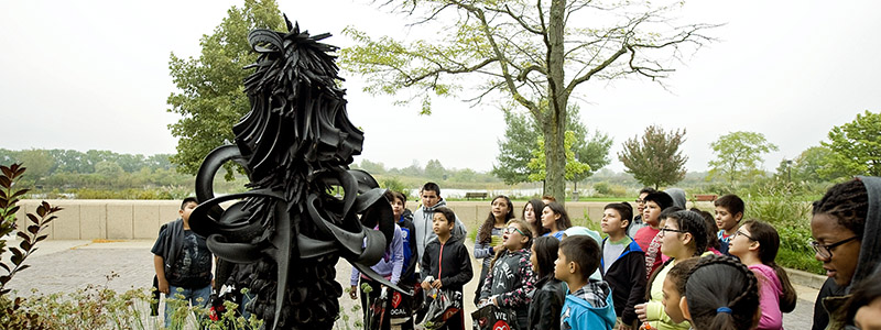 kids in sculpture park