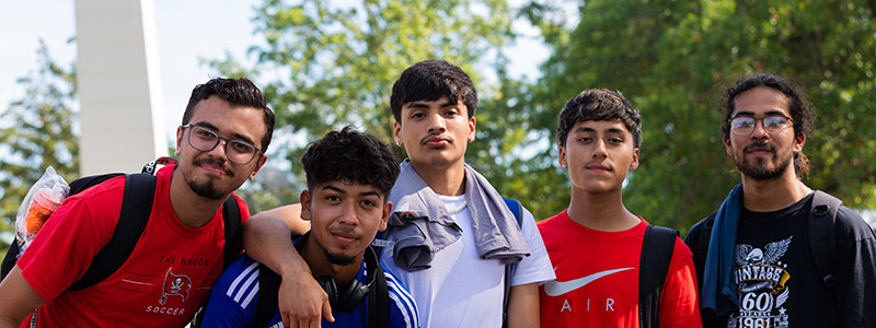 group of students outdoors at block party