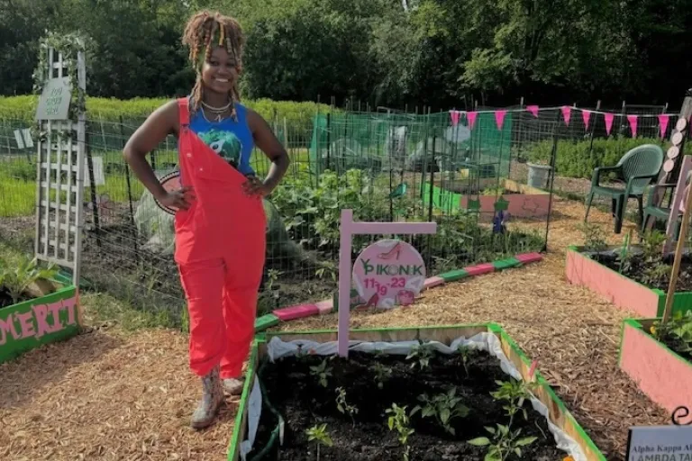 AKA smiling in a garden
