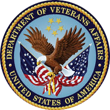 Department of Veterans Affairs logo, bald eagle with two American flags.