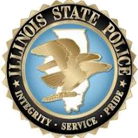 Illinois State Police logo with a golden eagle over the state outline and motto Integrity, Service, Pride.