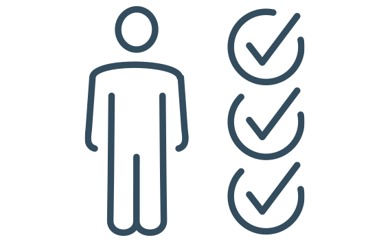 Person icon next to three completed checklist items graphic.