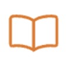 Orange outline icon of an open book