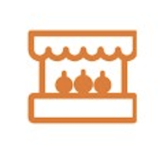 Orange market stand icon
