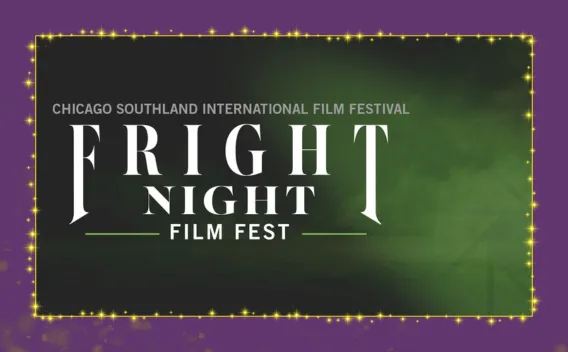 Logo: Fright Night Film Fest for Chicago Southland International Film Festival, with green glow.