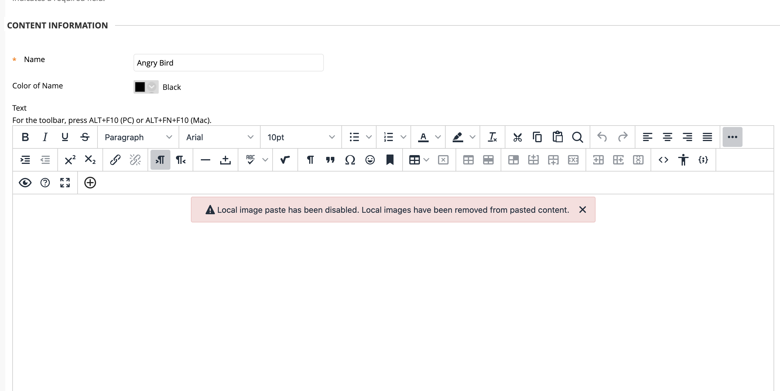 Content Editor Image Error